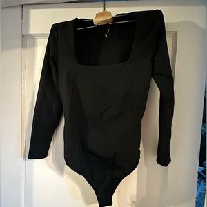 Free people black thong bodysuit!!